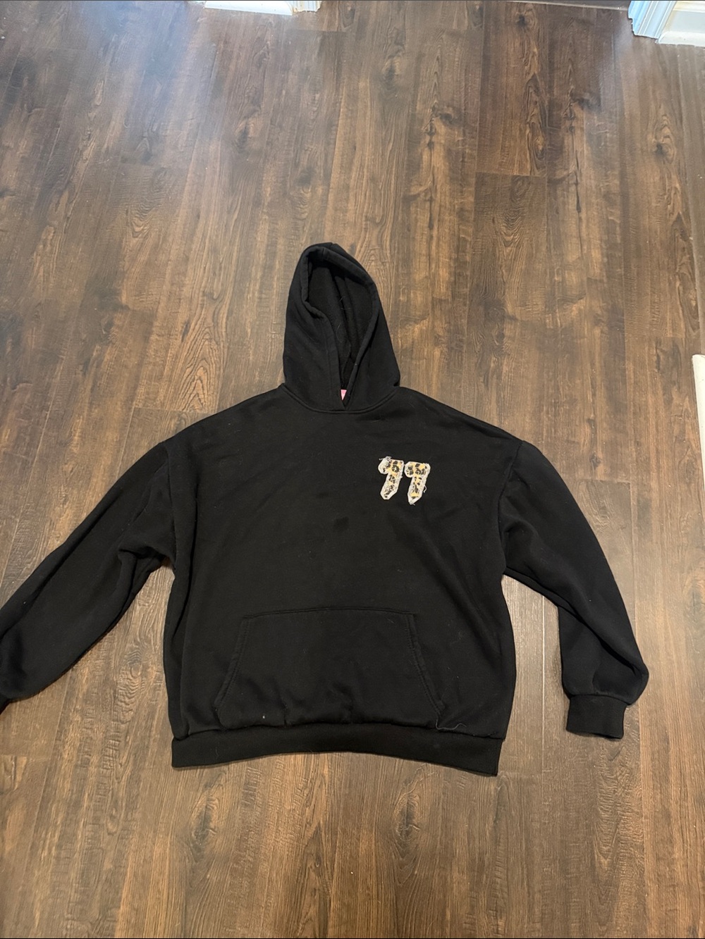 Edikted Black Hooded Sweatshirt with Contrast Chest Graphic